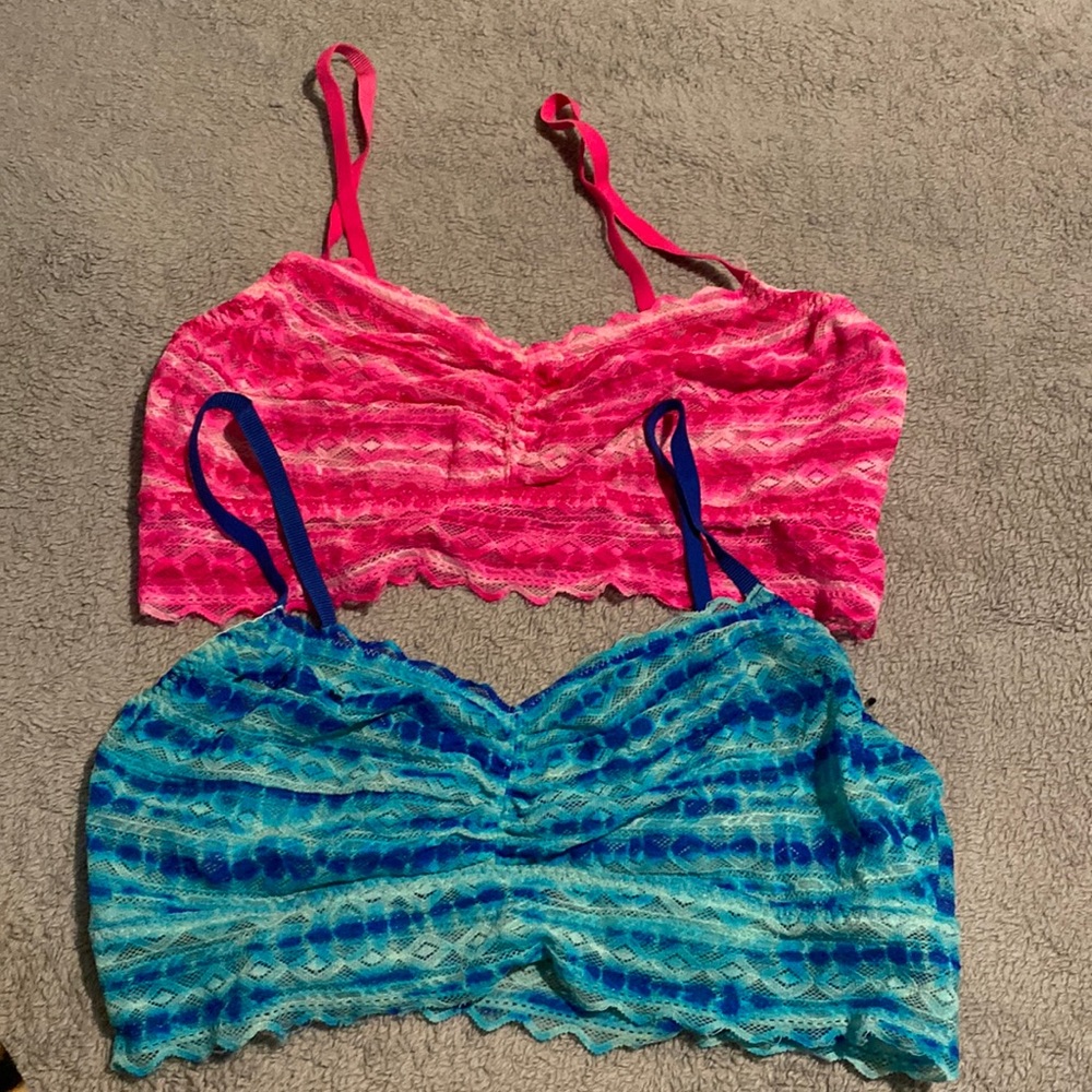 VS Pink Lace bralettes